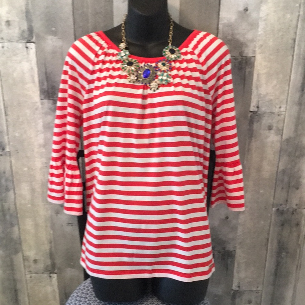 🎉SALE🎉 Michael Kors red striped 3/4 sleeve top